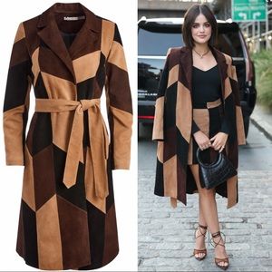 Alice and Olivia “Karley Patchwork Suede Coat”